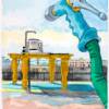 WATERPARK ON THE BOARDWALK, 
watercolor illustration, 
Asbury Park series, 8.5" x 11"