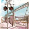 TRAIN CROSSING, watercolor illustration, published in the Home News Tribune, 
Day in the Life of South Plainfield, 
NOT FOR SALE
