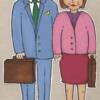Professional Couple, 
guache illustration, 
published in the Home News Tribune, 
NOT FOR SALE